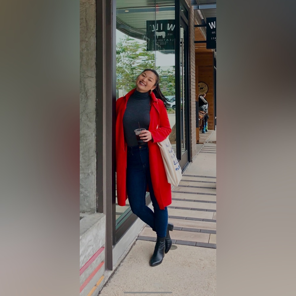 Zara Faux Suede Unlined Red Jacket (Size Medium)